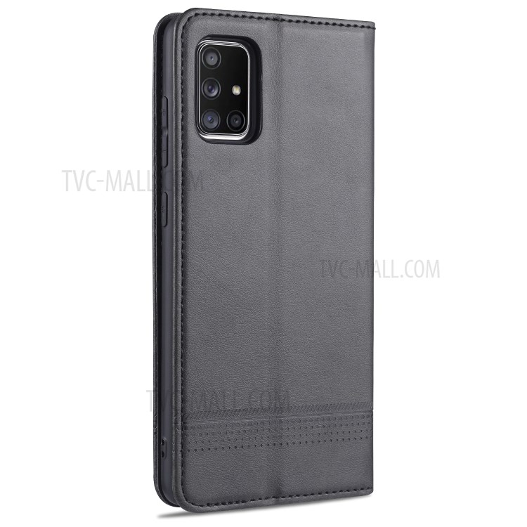 AZNS Auto-absorbed Leather Wallet Shell Case for Samsung Galaxy A71 SM-A715 - Black-3