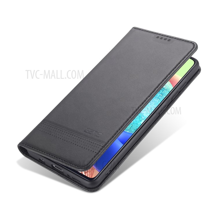 AZNS Auto-absorbed Leather Wallet Shell Case for Samsung Galaxy A71 SM-A715 - Black-4