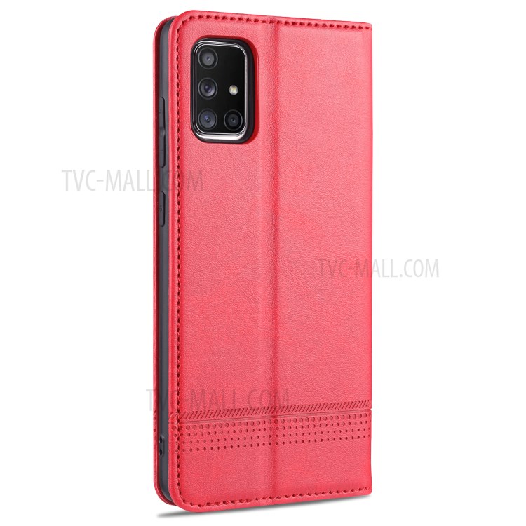 AZNS Auto-absorbed Leather Wallet Shell Case for Samsung Galaxy A71 SM-A715 - Red-3