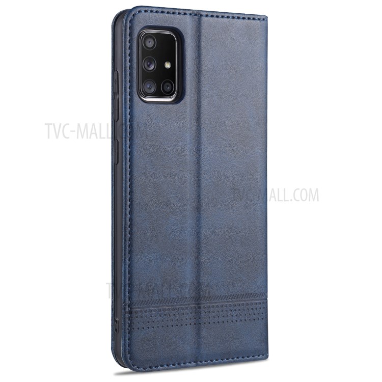 AZNS Auto-absorbed Leather Wallet Shell Case for Samsung Galaxy A71 SM-A715 - Blue-3