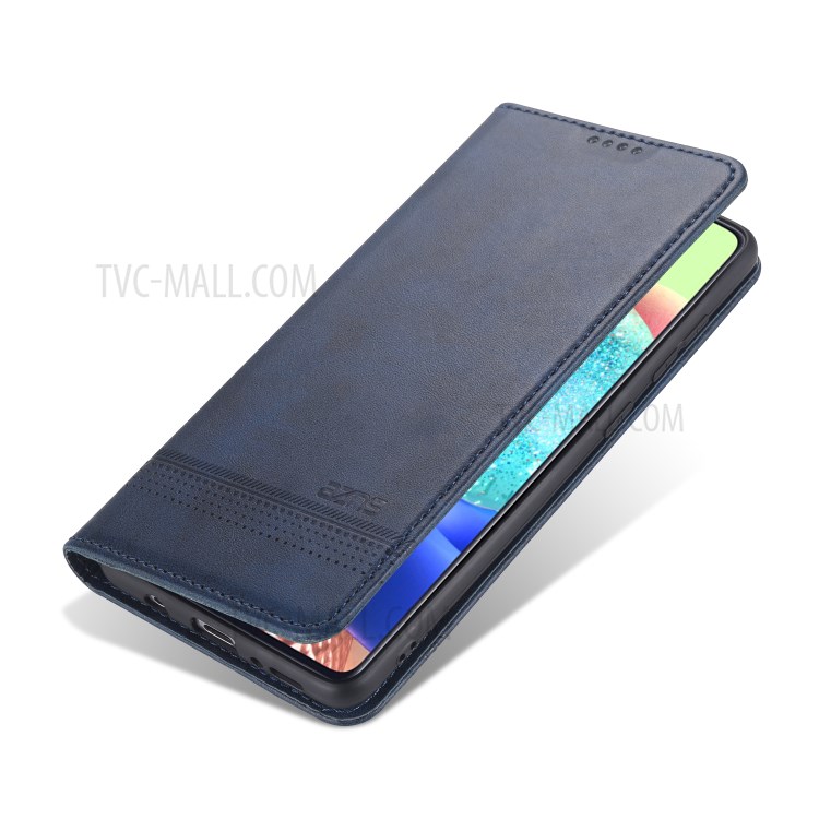 AZNS Auto-absorbed Leather Wallet Shell Case for Samsung Galaxy A71 SM-A715 - Blue-4