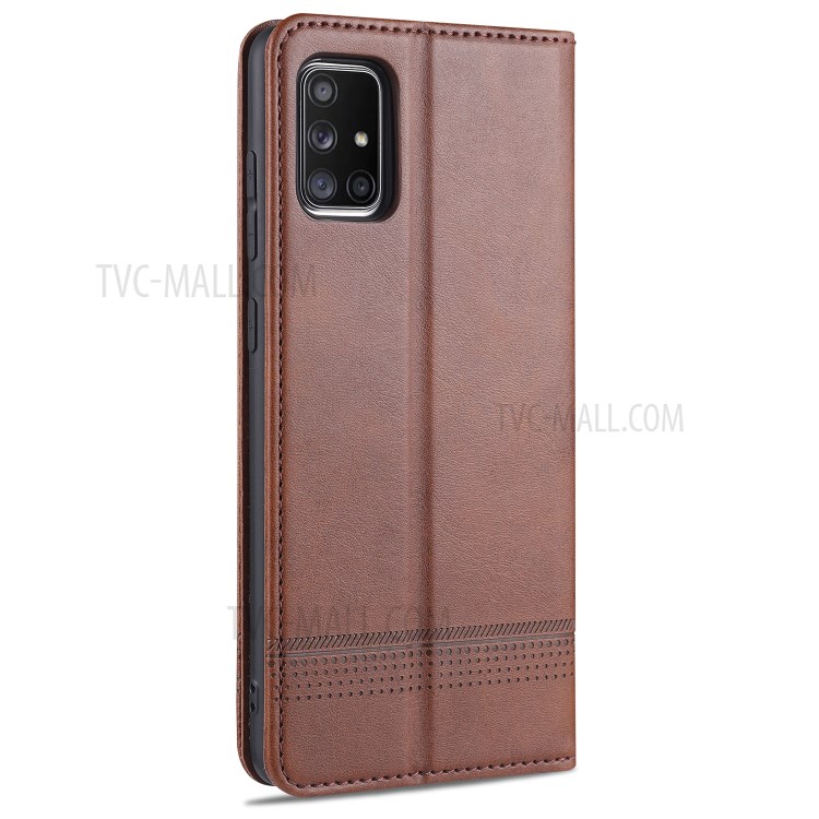 AZNS Auto-absorbed Leather Wallet Shell Case for Samsung Galaxy A71 SM-A715 - Coffee-3