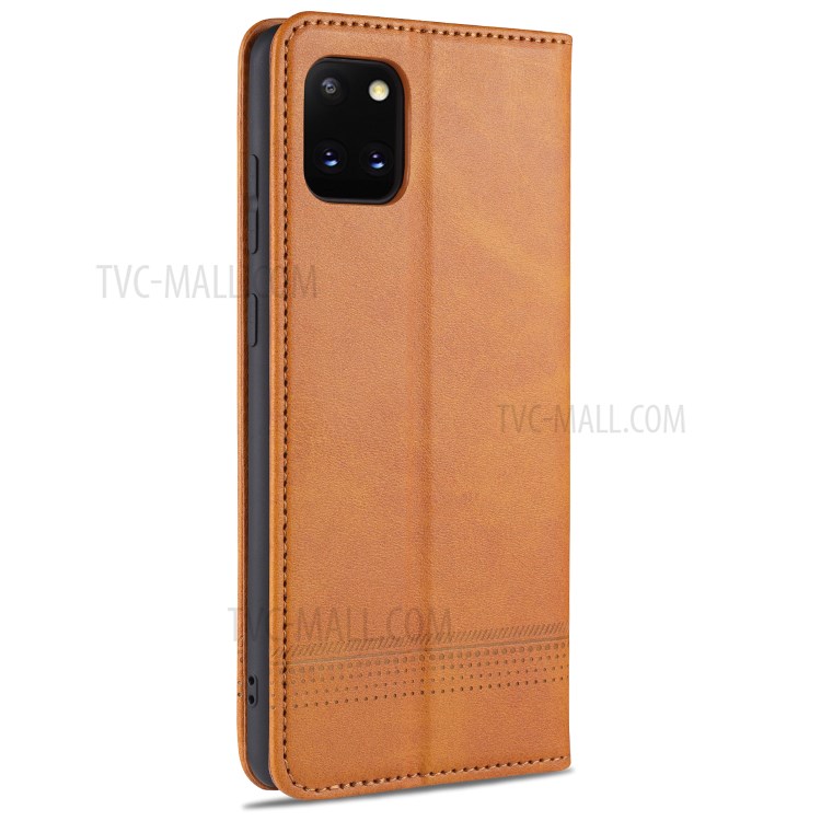 AZNS Auto-absorbed Leather Wallet Stand Case for Samsung Galaxy A81/Note 10 Lite - Brown-3