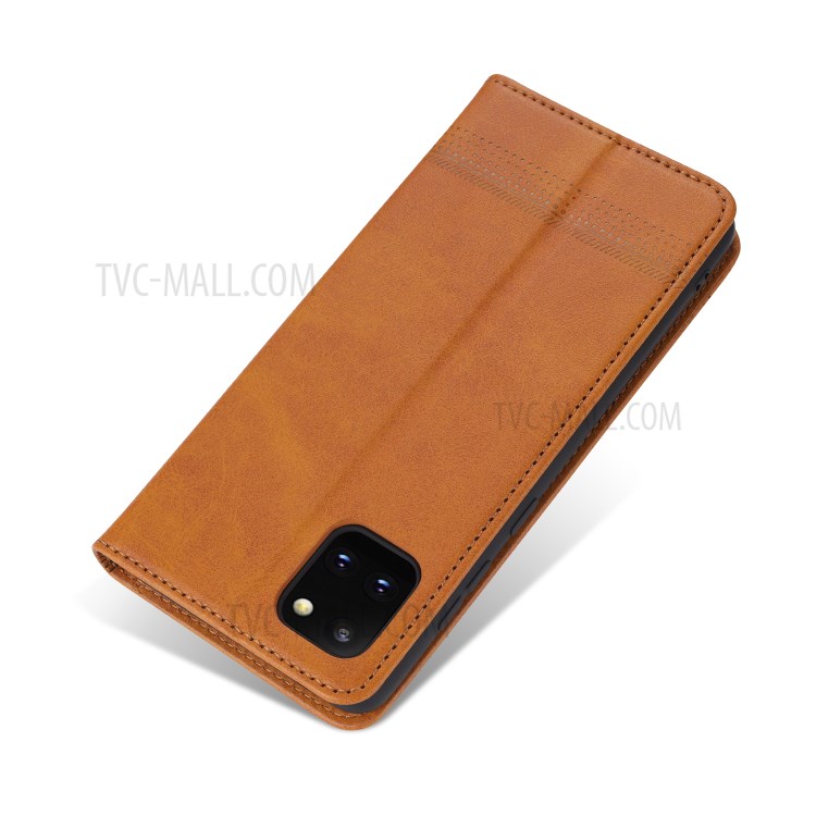 AZNS Auto-absorbed Leather Wallet Stand Case for Samsung Galaxy A81/Note 10 Lite - Brown-5