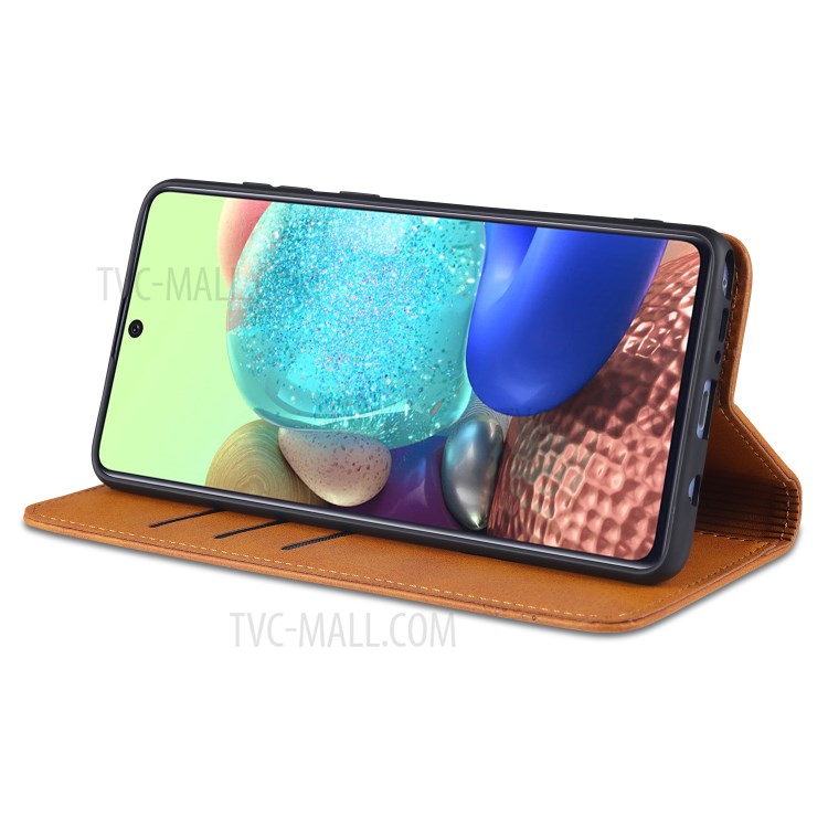 AZNS Auto-absorbed Leather Wallet Stand Case for Samsung Galaxy A81/Note 10 Lite - Brown-6