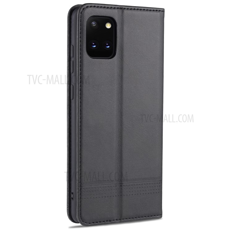 AZNS Auto-absorbed Leather Wallet Stand Case for Samsung Galaxy A81/Note 10 Lite - Black-3