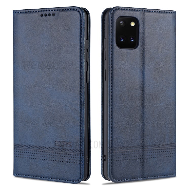 AZNS Auto-absorbed Leather Wallet Stand Case for Samsung Galaxy A81/Note 10 Lite - Blue-1
