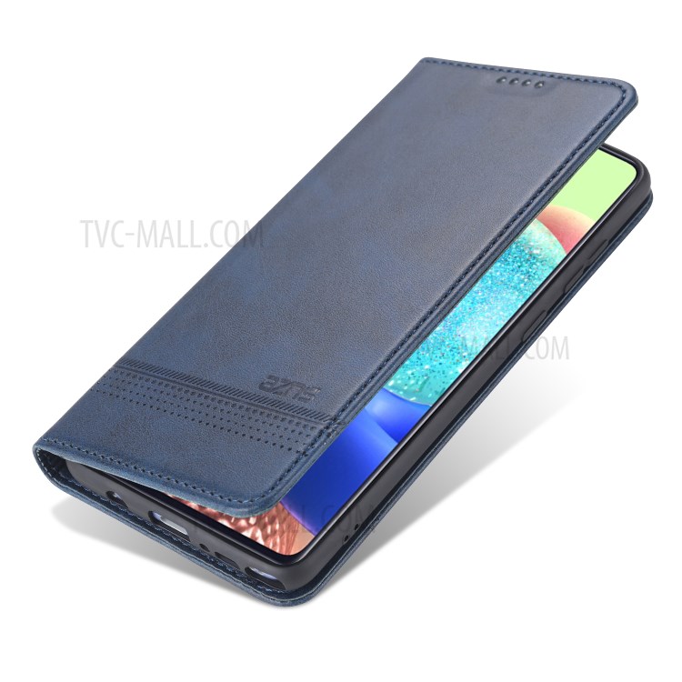 AZNS Auto-absorbed Leather Wallet Stand Case for Samsung Galaxy A81/Note 10 Lite - Blue-4