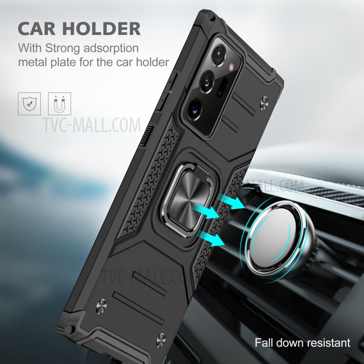 Metal Ring Holder Kickstand PC + TPU Hybrid Cell Phone Case for Samsung Galaxy Note20 Ultra 5G / Galaxy Note20 Ultra - Black-6