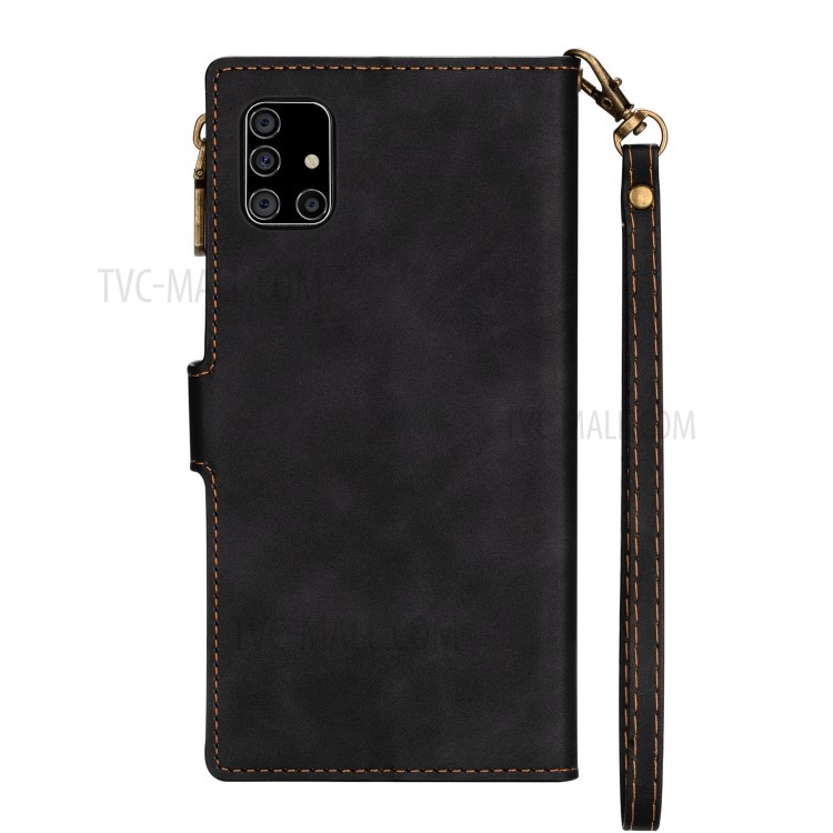 Wallet Phone Case PU Leather Coated TPU Cover for Samsung Galaxy A41 (Global Version) - Black-3