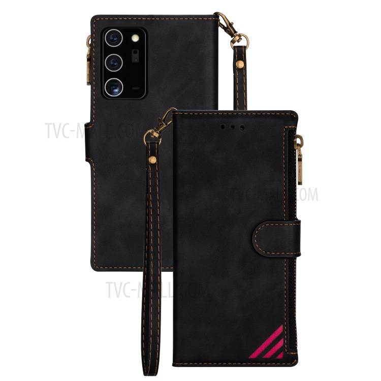 Wallet Phone Case PU Leather Coated TPU Cover for Samsung Galaxy Note20 Ultra 5G / Galaxy Note20 Ultra - Black-1