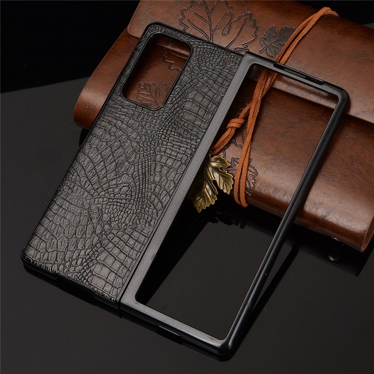 Crocodile Skin PU Leather Coated PC Shell for Samsung Galaxy Z Fold2 5G - Black-5