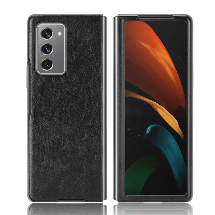 Litchi Skin Leather Coated PC Back Shell for Samsung Galaxy Z Fold2 5G - Black-2