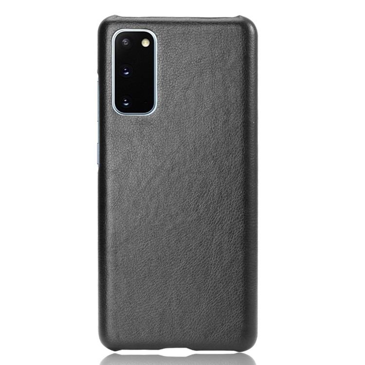 Litchi Skin Leather Coated Hard PC Case for Samsung Galaxy S20 Lite/S20 Fan Edition - Black-2