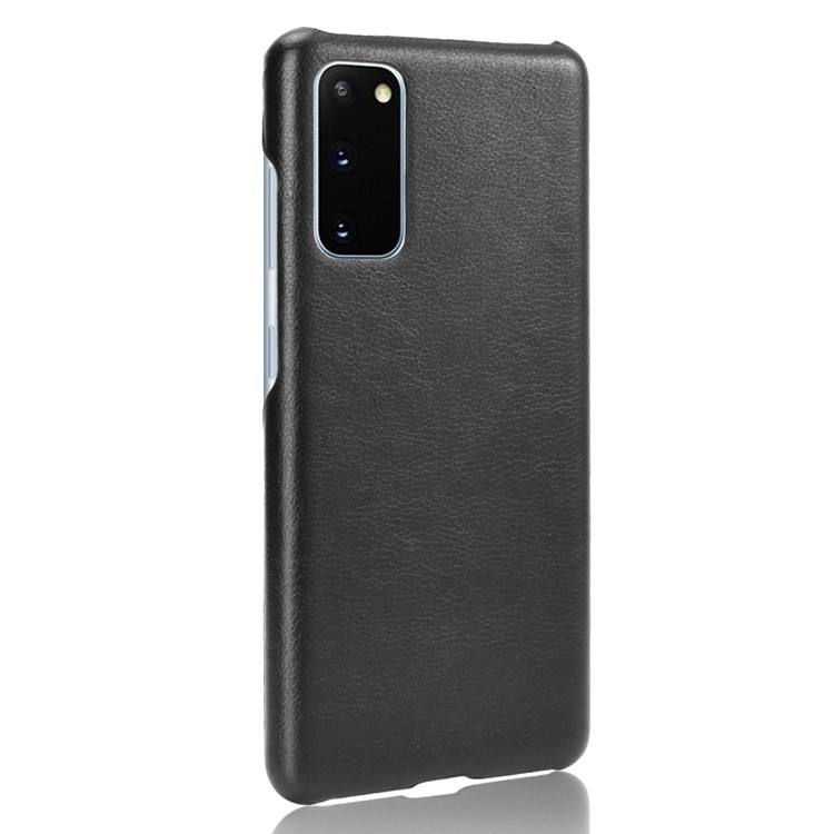 Litchi Skin Leather Coated Hard PC Case for Samsung Galaxy S20 Lite/S20 Fan Edition - Black-3