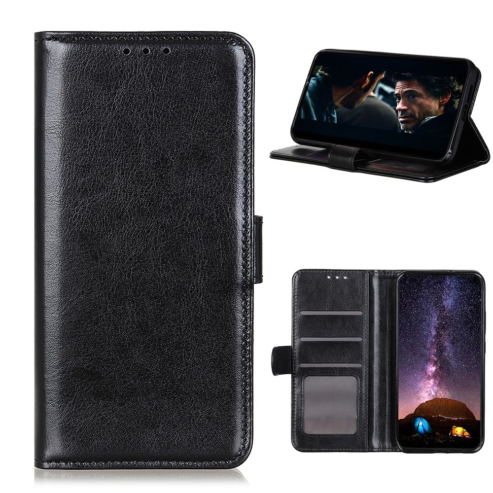 Crazy Horse Texture Leather Wallet Phone Case for Samsung Galaxy A42 5G - Black-1