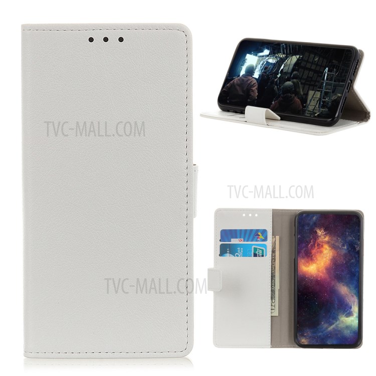 PU Leather Wallet Stand Phone Shell for Samsung Galaxy A42 5G - White-1