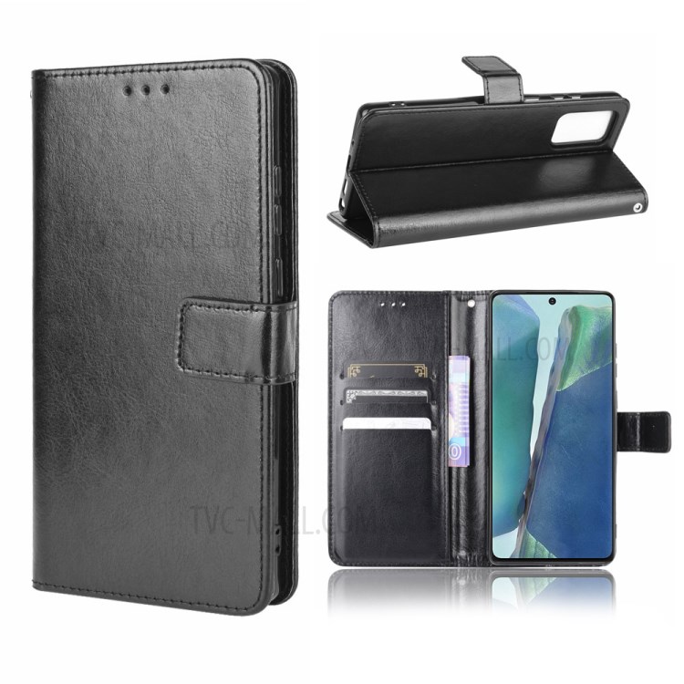 Crazy Horse Protector Wallet Stand Leather Case with Lanyard for Samsung Galaxy S20 Lite/S20 Fan Edition/FE 4G/5G - Black-1