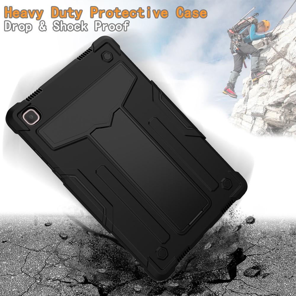 Foldable T-shaped Kickstand Anti-dust PC Silicone Tablet Cover for Samsung Galaxy Tab A7 10.4 (2020) - All Black-4