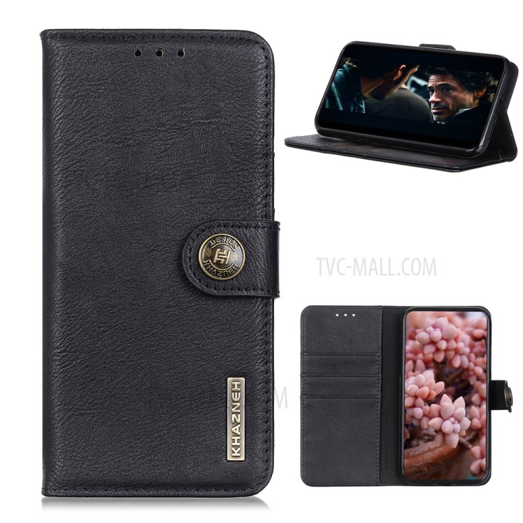 KHAZNEH Leather Phone Cover for Samsung Galaxy A42 5G - Black-1