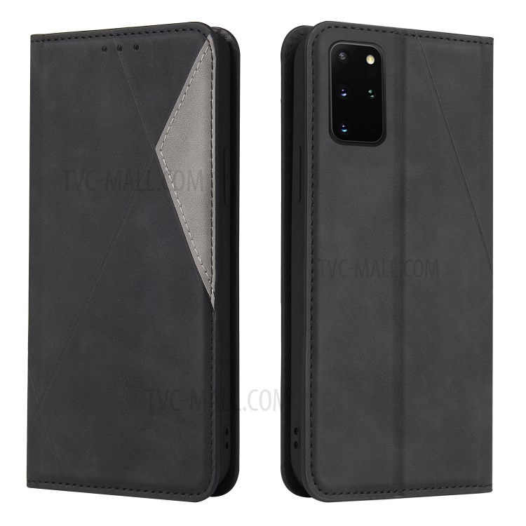 Silky Touch Rhombus Pattern Splicing Leather Stand Shell for Samsung Galaxy Note 20/Note 20 5G - Black-5