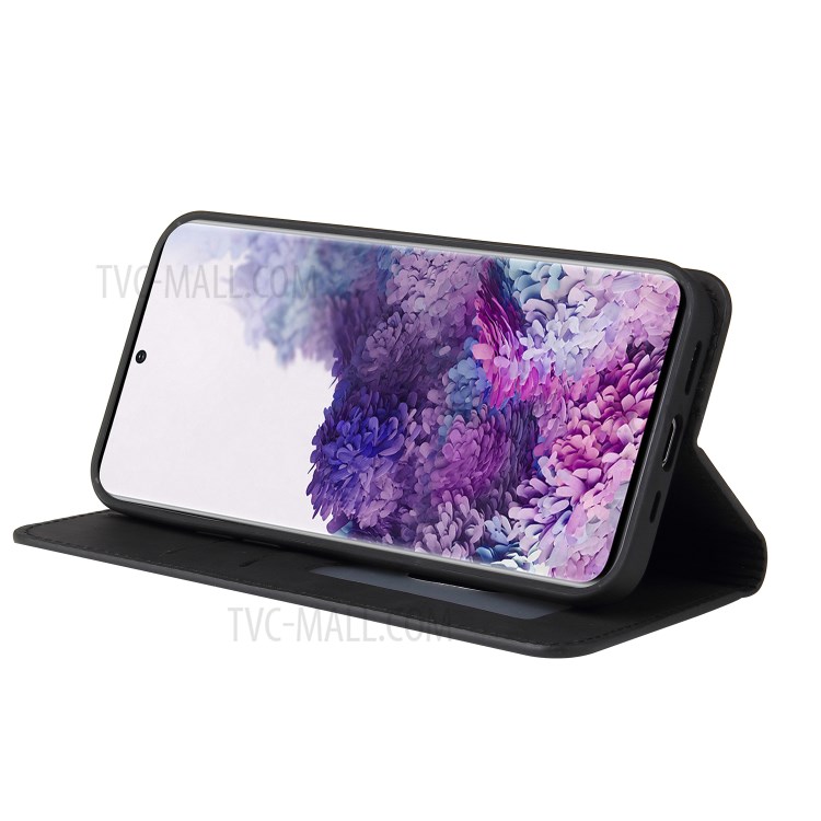 Silky Touch Rhombus Pattern Splicing Leather Stand Shell for Samsung Galaxy Note 20/Note 20 5G - Black-7