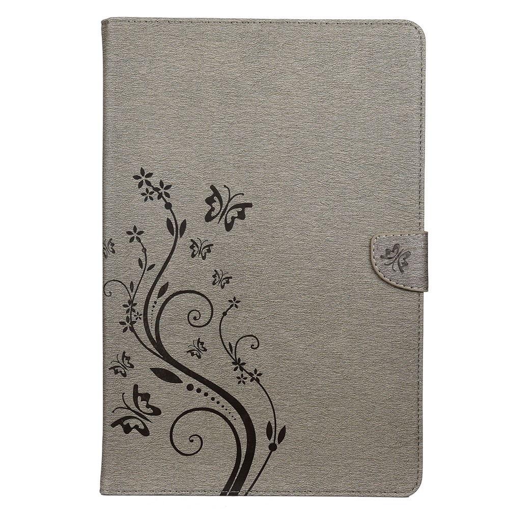 Butterflies Imprint Wallet Stand Flip Leather Tablet Cover for Samsung Galaxy Tab S7 Plus/T970 - Grey-2