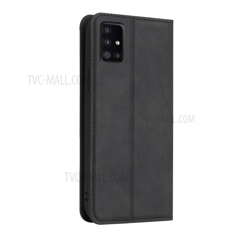 Geometric Splicing Card Slots Stand Leather Protective Case for Samsung Galaxy A41 (Global Version) - Black-4