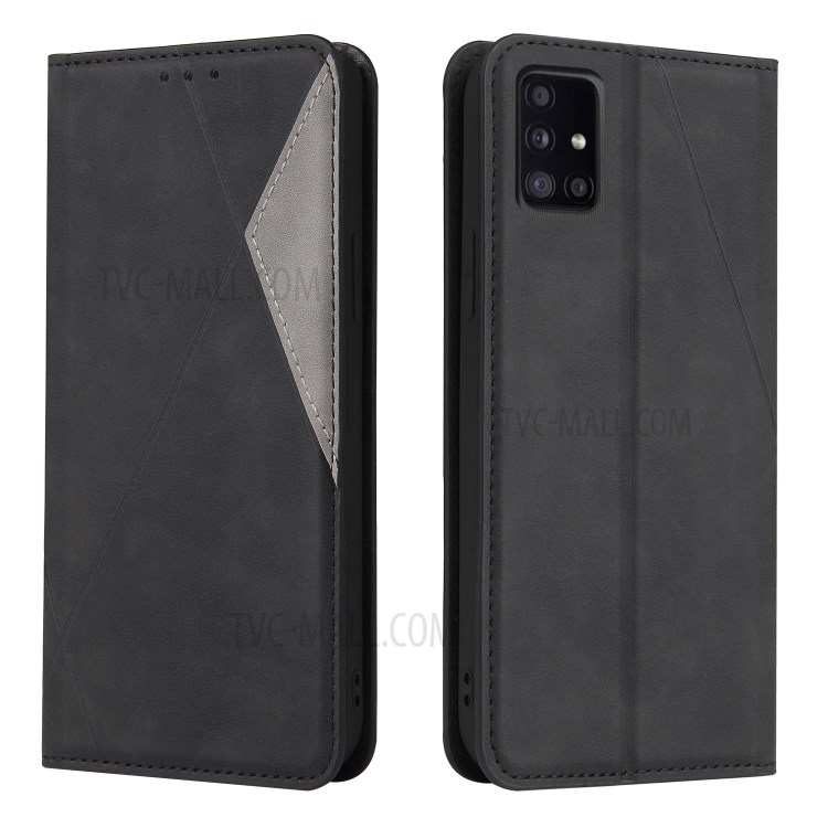 Geometric Splicing Card Slots Stand Leather Protective Case for Samsung Galaxy A41 (Global Version) - Black-6