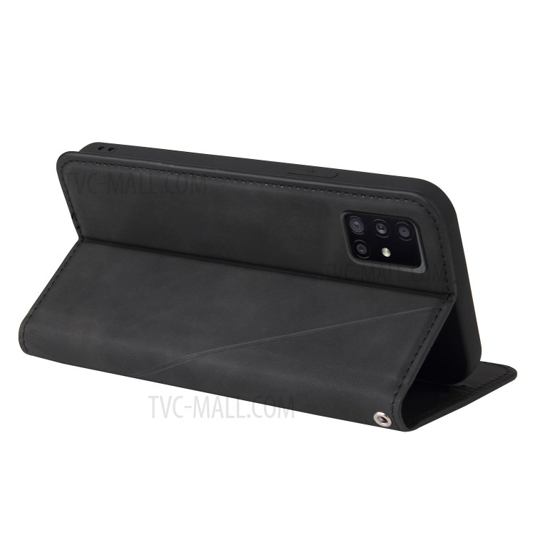 Geometric Splicing Card Slots Stand Leather Protective Case for Samsung Galaxy A41 (Global Version) - Black-9