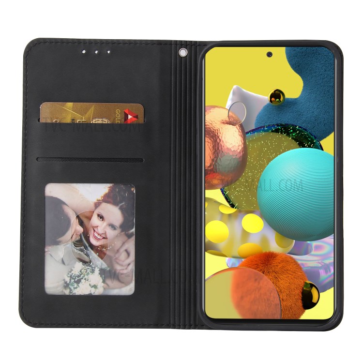 Geometric Splicing Card Slots Stand Leather Phone Case for Samsung Galaxy A51 SM-A515 - Black-10