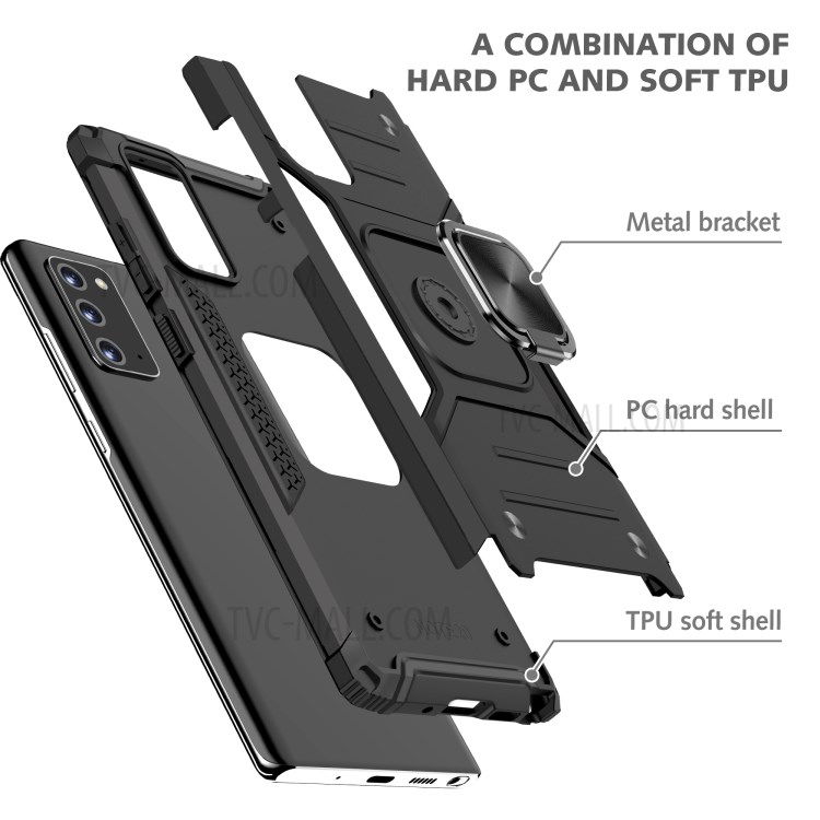 Detachable Armor Style Kickstand TPU + PC Shell with Metal Sheet for Samsung Galaxy Note 20/Note 20 5G - Black-3