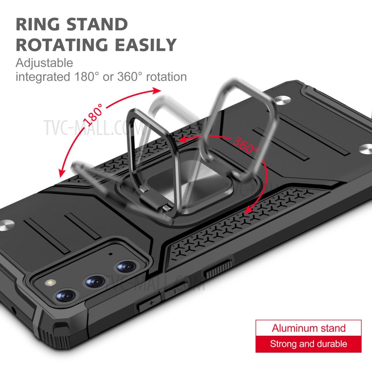 Detachable Armor Style Kickstand TPU + PC Shell with Metal Sheet for Samsung Galaxy Note 20/Note 20 5G - Black-5