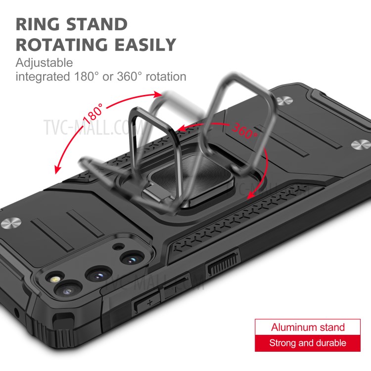 Detachable 2-in-1 Armor Style Kickstand TPU + PC Shell with Metal Sheet for Samsung Galaxy S20 - Black-5