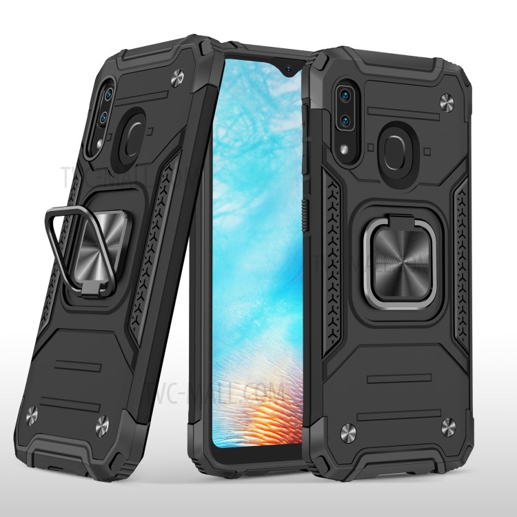 Detachable 2-in-1 Armor Style Kickstand TPU + PC Shell with Metal Sheet for Samsung Galaxy A20e - Black-2