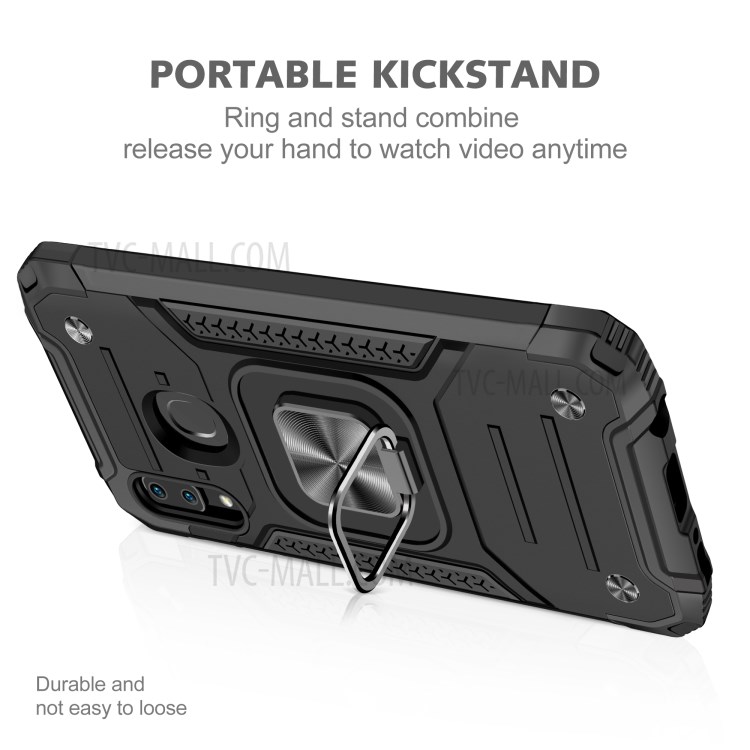 Detachable 2-in-1 Armor Style Kickstand TPU + PC Shell with Metal Sheet for Samsung Galaxy A20e - Black-5