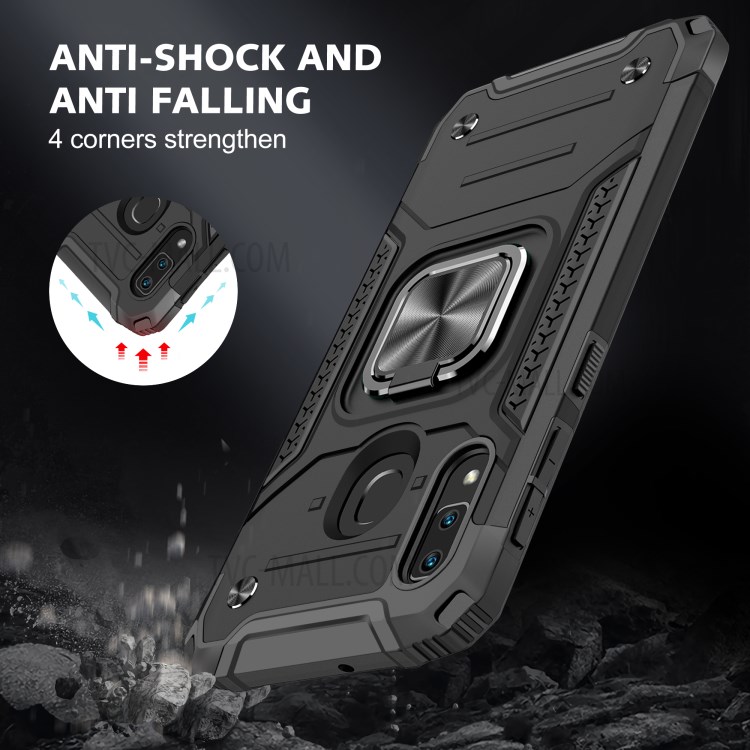 Detachable 2-in-1 Armor Style Kickstand TPU + PC Shell with Metal Sheet for Samsung Galaxy A20e - Black-8