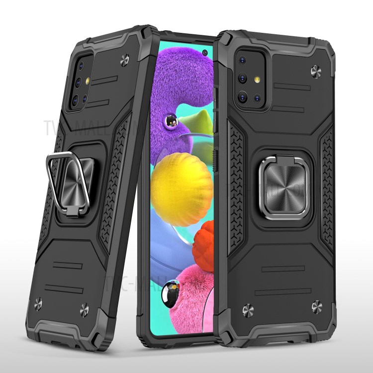 Detachable 2-in-1 Armor Style Kickstand TPU + PC Shell with Metal Sheet for Samsung Galaxy A51 SM-A515 - Black-2