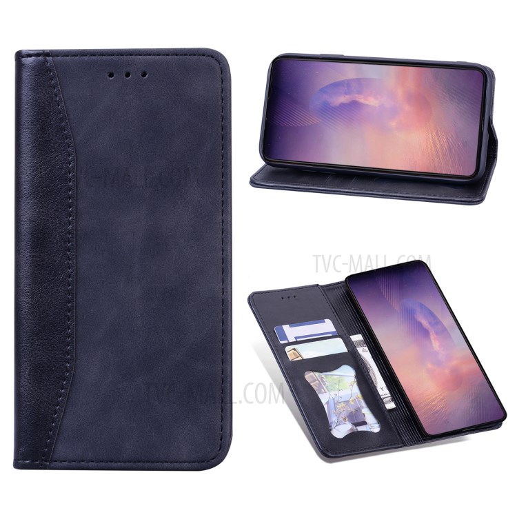 Business Style Splicing Shell Auto-absorbed Leather Wallet Case for Samsung Galaxy Note20 Ultra 5G/Galaxy Note20 Ultra - Dark Blue-1