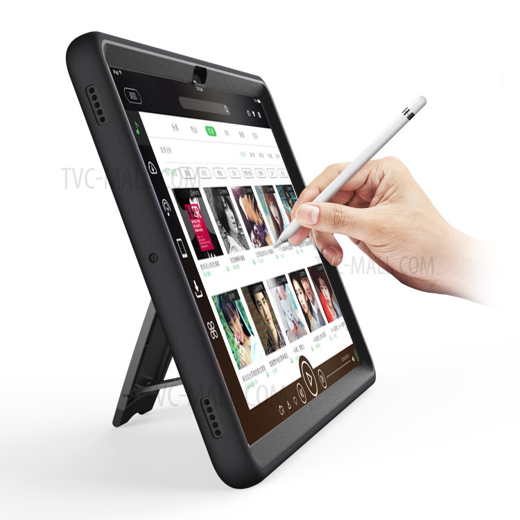 Shockproof PC + Silicone Tablet Cover with Kickstand Pen Slot for Samsung Galaxy Tab S7 Plus - Black-6