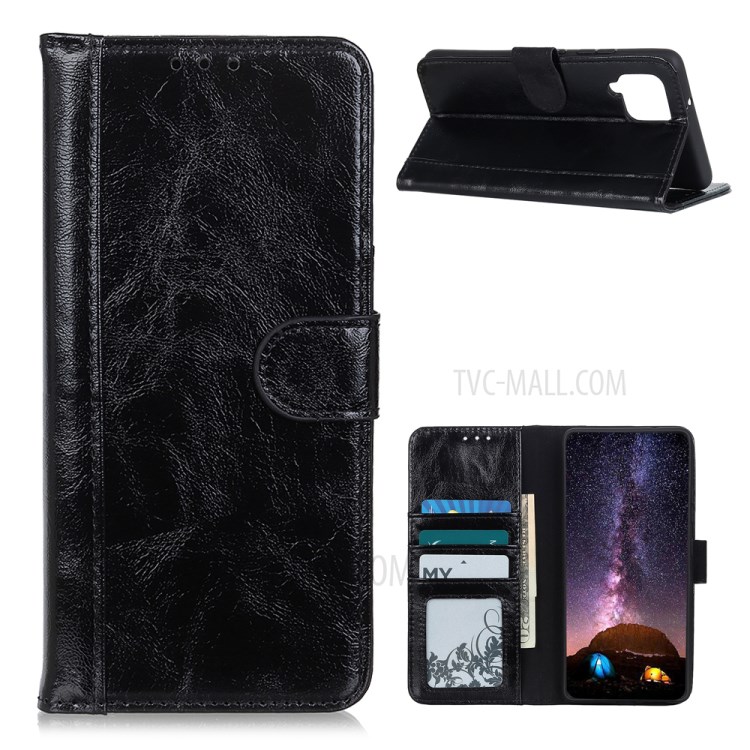 Crazy Horse Texture Leather Mobile Phone Case Shell for Samsung Galaxy A42 5G - Black-1