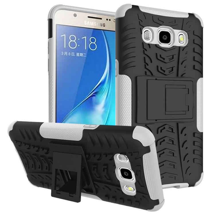 

PC TPU Гибридная Крышка Для Галактики Samsung J7 (2016) С Подставкой - Белый, Galaxy J7 (2016)