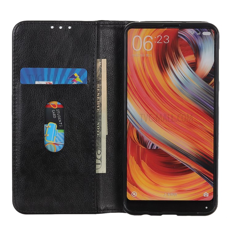 Auto-absorbed Litchi Skin Split Leather Wallet Case for Samsung Galaxy A42 5G - Black-5