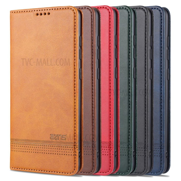 AZNS Magnetic Absorbed Leather Protector Wallet Cover Case for Samsung Galaxy S20 Ultra - Brown-10