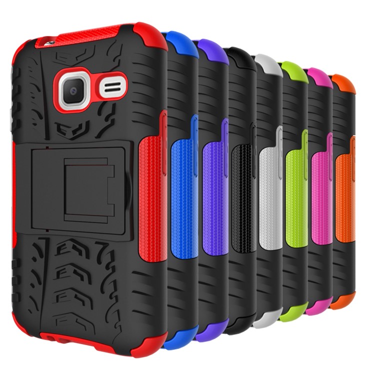 PC TPU Hybrid Cover for Samsung Galaxy J1 mini with Kickstand - Black-11