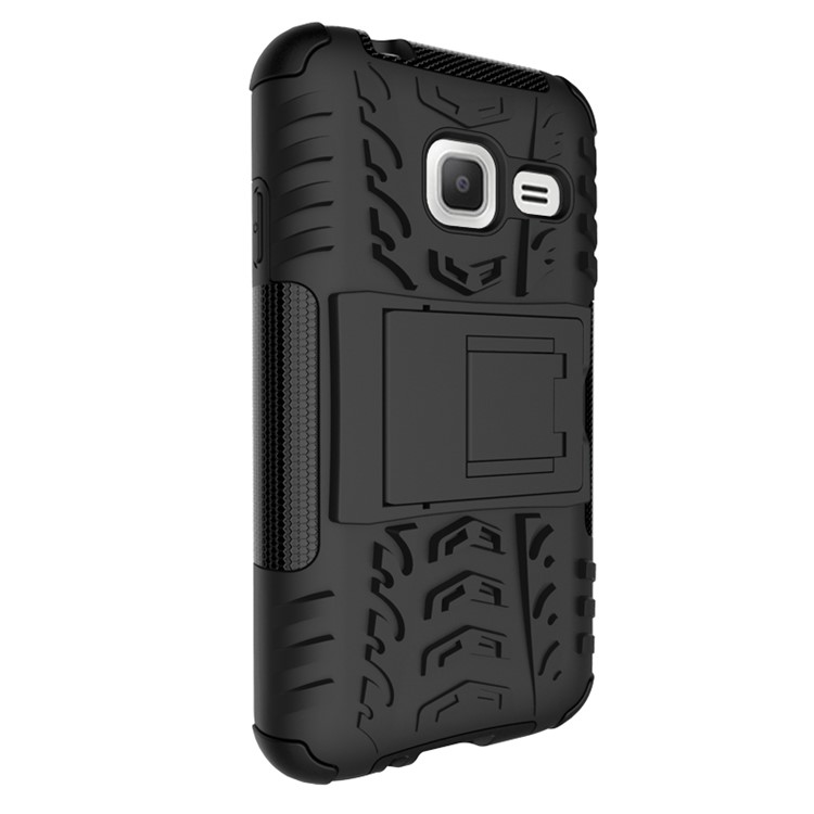 PC TPU Hybrid Cover for Samsung Galaxy J1 mini with Kickstand - Black-4