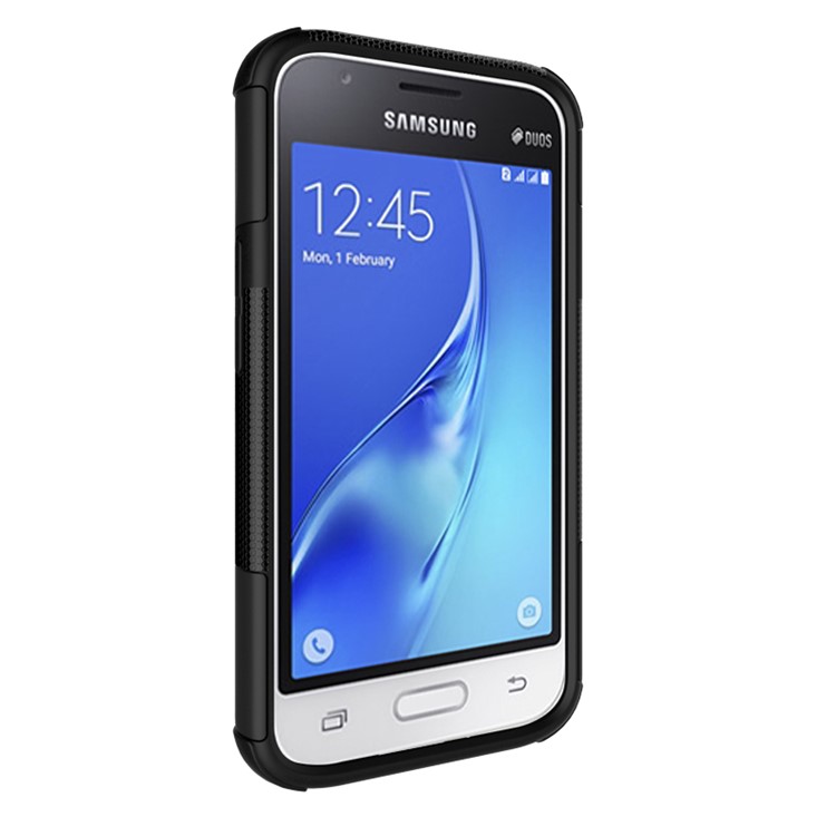 PC TPU Hybrid Cover for Samsung Galaxy J1 mini with Kickstand - Black-6