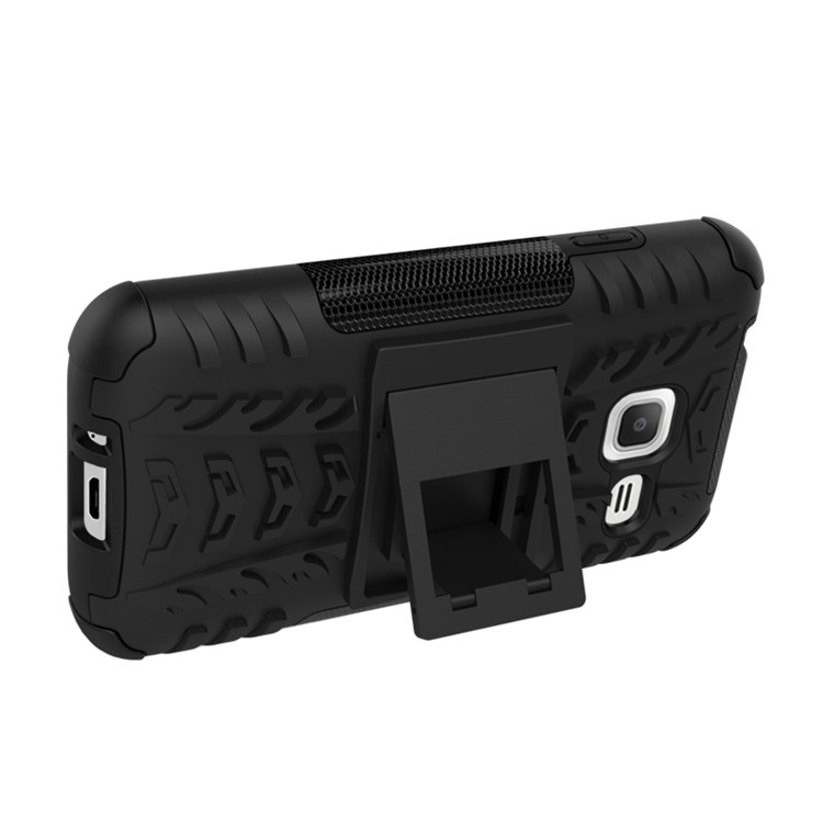 PC TPU Hybrid Cover for Samsung Galaxy J1 mini with Kickstand - Black-8