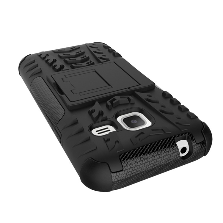 PC TPU Hybrid Cover for Samsung Galaxy J1 mini with Kickstand - Black-9