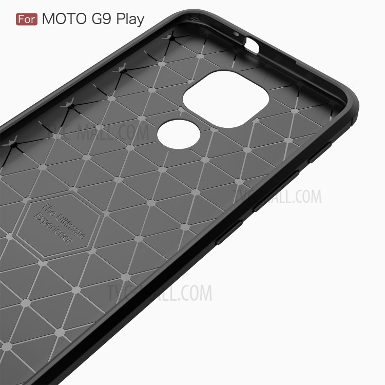 Carbon Fiber Brushed TPU Back Shell for Motorola Moto G9 Play Phone Cover - Black-5